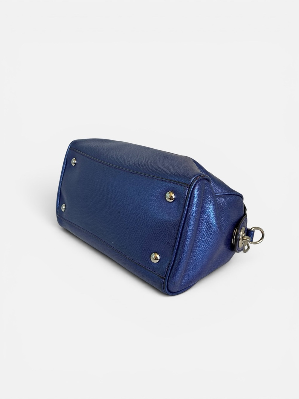 Coach Metallic Indigo Leather Satchel with Detachable Strap - Picture 7 of 11